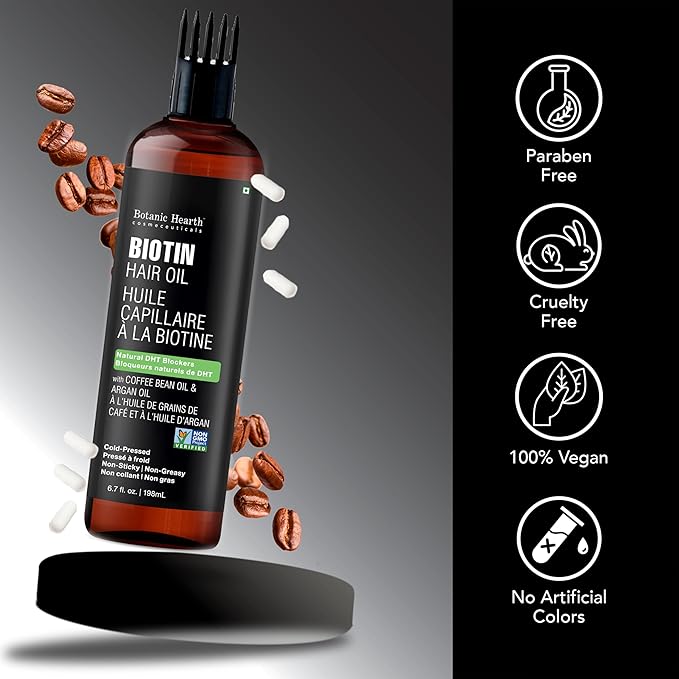 Botanic Hearth Biotin Oil for Hair Growth (6.7 fl oz)| Nourishing and Strengthening Hair Treatment for Thicker, Healthier|Looking Hair | Paraben Free | Suitable for All Hair Types