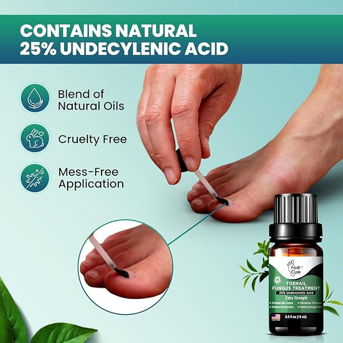 Foot Cure Toenail Fungus Treatment Extra Strength – Athletes Foot Treatment for Toenails, Restorative Nail Repair for Damaged Nails, Toenail Softener with Tea Tree Oil & Oregano Oil - Made in USA