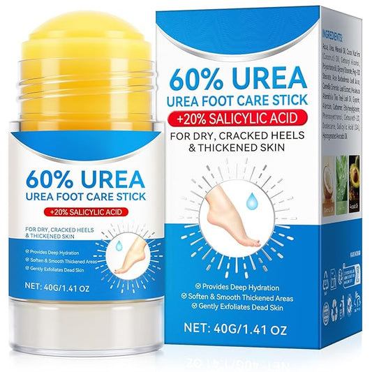 Urea Cream, Intensive Foot Repair Stick 60% Urea with 2% Salicylic Acid Heel Balm Stick, Maximum Strength Callus Remover Foot Care Cream for Cracked Heels, Dry Feet & Rough Skin