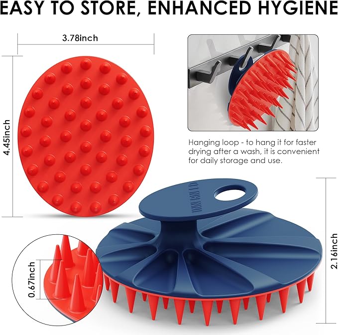 INNERNEED Magnetic Silicone Scalp Scrubber for Hair Washing – Soft Thick Bristles, Palm-Sized Shampoo Brush for Wet or Dry Scalp Massage, Improves Circulation & Scalp Health