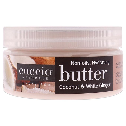 Cuccio Naturale Butter Blends - Ultra-Moisturizing, Renewing, Smoothing Scented Body Cream - Deep Hydration For Dry Skin Repair - Made With Natural Ingredients - Coconut And White Ginger - 8 Oz