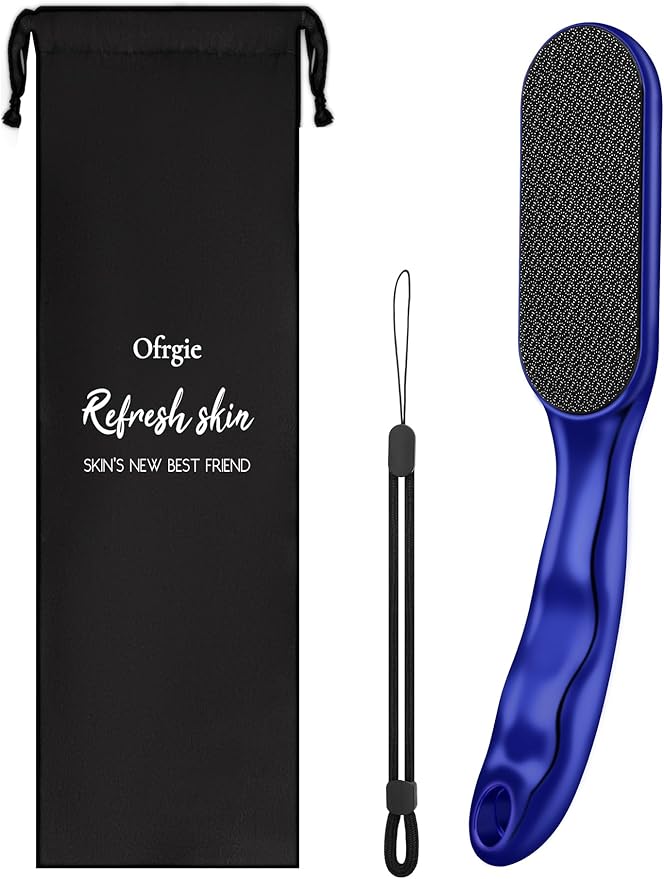 Nano Glass Foot File Foot Callus Remover Scrubber in Shower, Pedicure Tools Feet Scrubber Dead Hard Skin, Anti-Slip Handle Rope & Storage Bag Foot Files for Wet and Dry Feet Care Gift Blue