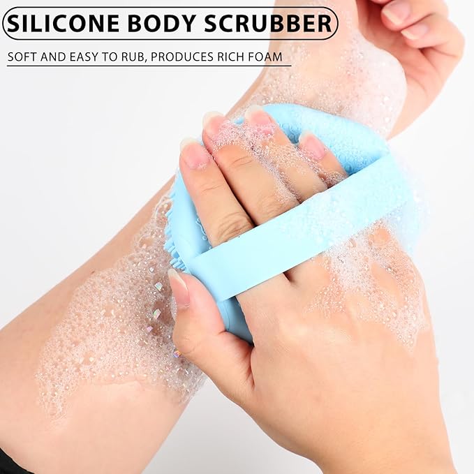 Silicone Body Scrubber, Exfoliating Body Scrubber for Sensitive Skin, SiliconeBody Scrubber Shower Brush, SiliconeBody Brush for Showering (Grey, 1Pcs)