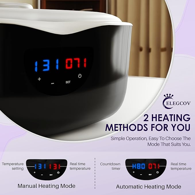 Paraffin Wax Machine for Hand and Feet - ELEGCOV Paraffin Wax Warmer with 8 Packs Lavender Bath Wax Refills Kit，Hand and Foot Moisturizing Care Kit, 4000ml Fast Meltdown Parafin Hot Wax Machine