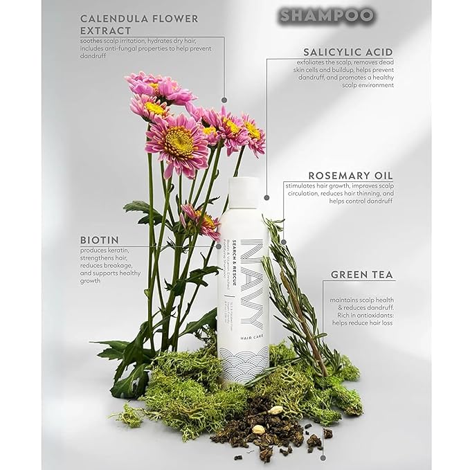 NAVY Hair Care Search and Rescue Shampoo & Conditioner Set | Biotin and Rosemary Oil Enriched for Hair Growth | Suited for All Hair Types | SLS & Paraben Free | 8 oz (Set of 2)