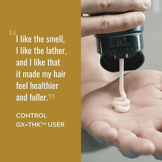 Just for Men Control GX + THK Thickening Shampoo and Conditioner with Grey Reduction, Shampoo for Thinning Hair with Alpha Keratin, Thickens Hair Up to 20%, Works with Every Hair Texture, 4 oz