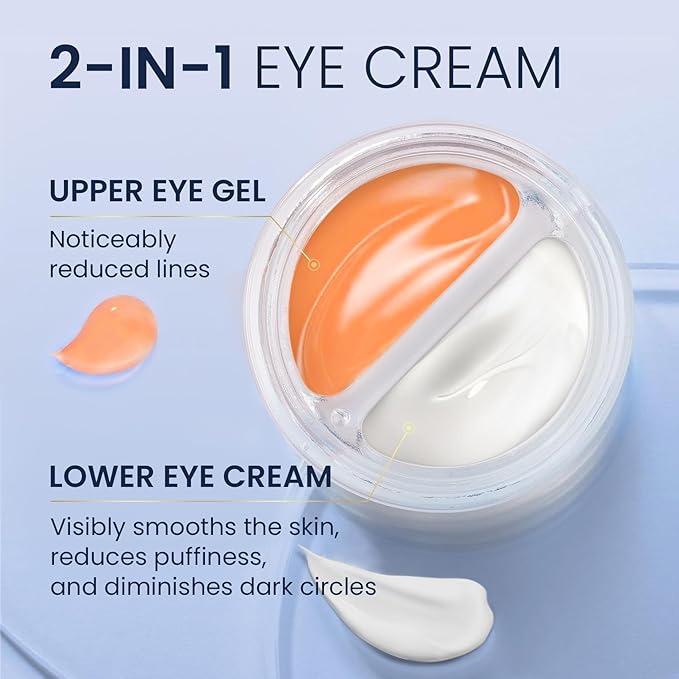 SKIN ULTIMA Dual Eye Cream with Advanced Retinol, Peptides, Caffeine for Puffy Eyes and Dark Circles, Wrinkles, Anti Aging, Under Eye Bags Treatment, Instant Tightener, Fragrance Free, 0.68 OZ