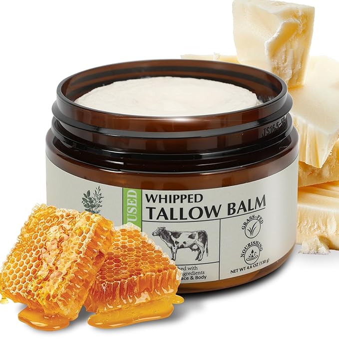 Beef Tallow for Skin, Stocking Stuffers adults, Thsnksgiving Gifts, Natural Face and Body Butter with Raw Honey, Christms Gifts, Herbal Extracts, Grass-Fed Beef Tallow