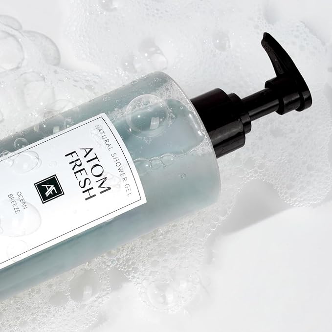 Atom Fresh Antioxidant-Rich Body Wash – Ocean Breeze | Softening Cleanse with Oat Amino Acids, Soapberry & Vitamin E | Plant-Based, Sulfate-Free (16.94 fl oz)