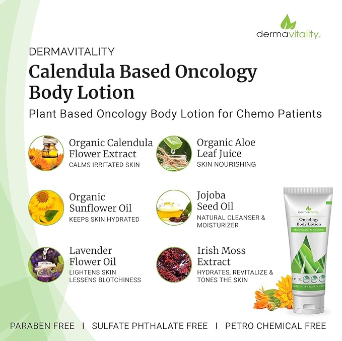 UltimateVitality Oncology Cream for Chemo Patients - Natural Organic Chemo Lotion, Paraben and Pthalate Free Moisturizing Lotion for Sensitive and Irritated Skin - 6 Ounces