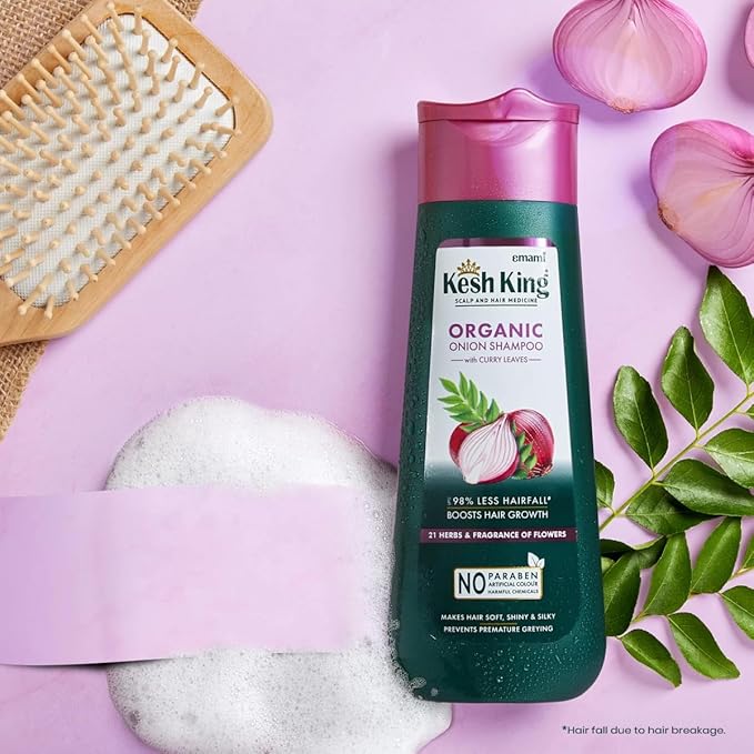 Kesh King Organic Onion Shampoo | Controls Hair Fall & Supports Hair Growth | Enriched with Curry Leaves & Herbal Extracts | Repairs Damage, Reduces Breakage & Adds Shine | 10.14 Fl Oz (300ml)