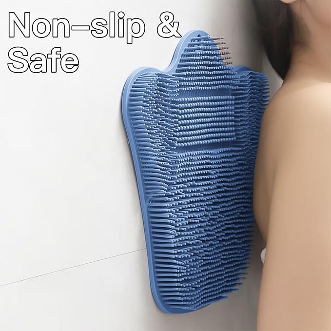 Grey TPR Sower Scrubbing Mat with Suction Cups Soft, Non-Slip Design for Foot and Back Massage Perfect for Full-Body Cleansing and Comfort Blue
