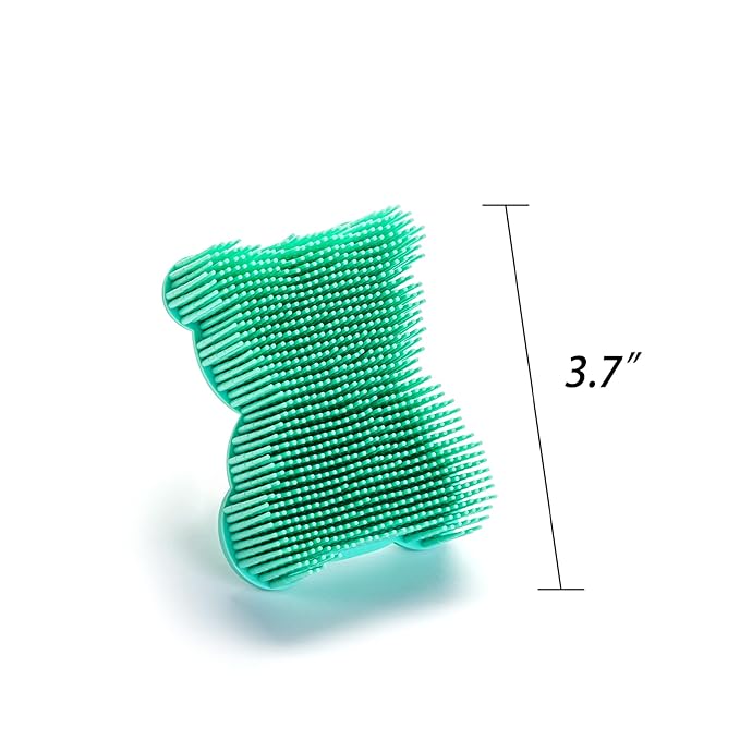 Premium Sensory Brush for Kids or Autism,Soft Silicone Body Scrubber,2 in 1 Sensory Room Occupational Therapy Sensory Brushes,Silicone Loofah,Pet Shower Brush Bath Brush Shampoo Brush(Bear-deep Pink)