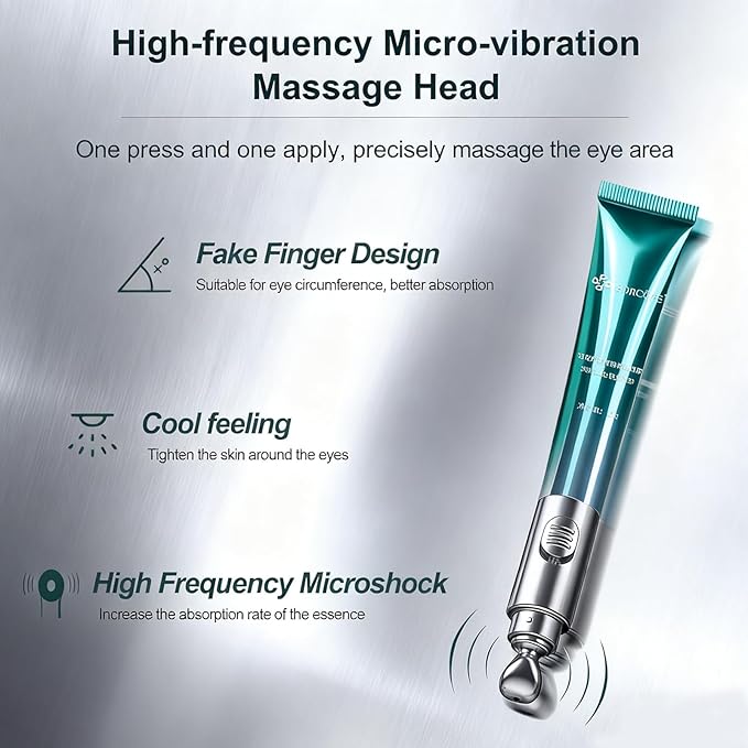 PORCOPE Eye Cream for Dark Circles and Puffiness with Electric Massage Head for People with Severe Eye Bags and Whose Skin Around the Eyes is Prone to Dullness, Dryness and Puffiness(0.7 fl oz/20g)