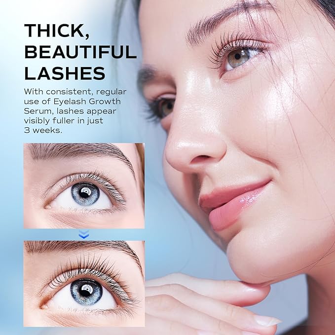 Advanced Lash Serum for Eyelash Growth: LashRay Renewing Eyelash Serum, Peptide-Infused Lash Enhancing Treatment to Grow Longer Thicker Natural Lashes for Women, 0.1 oz
