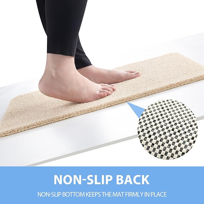 Non-Slip Bathtub Mat, Anti Slip Shower Mat, Fast Drying Bathtub Mats, Foot Scrubber Mat, Anti Slip Mat for Tub, Floor, Bathroom, Kitchen, Home, Hotel (Beige 71"×24")