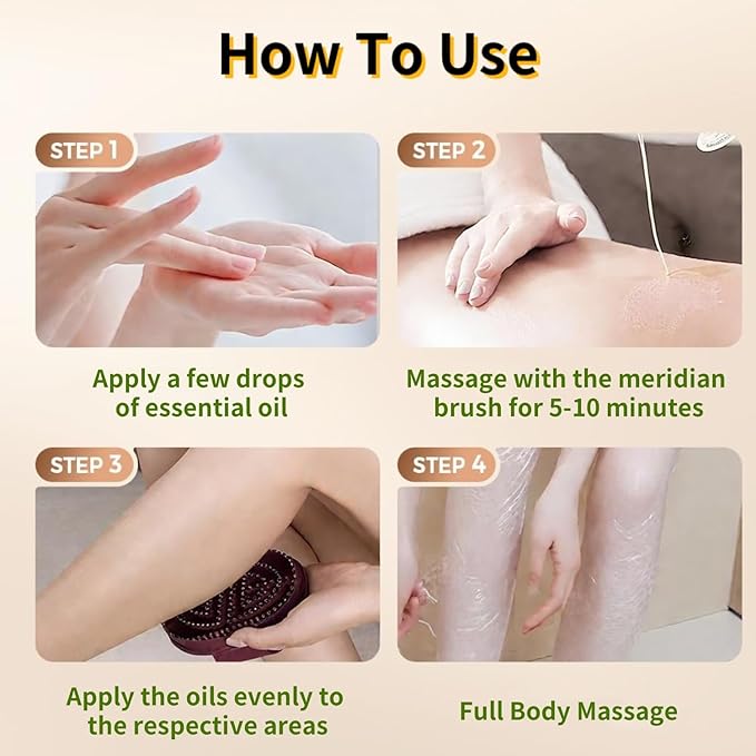 Meridian Pressure Brush Body Relaxation Massage Comb Essential Oil Brush Body Scrubber Bath Body Brushes SPA Massager Device, for Meridian Scalp Full Body Relaxation Massage (2 Pcs) (Brown)