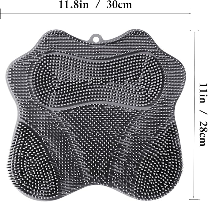 Shower Foot Scrubber, Shower Foot and Back Scrubber with Suction Cups, Shower Silicone Foot Washer for Exfoliating Massage（Grey&Blue）