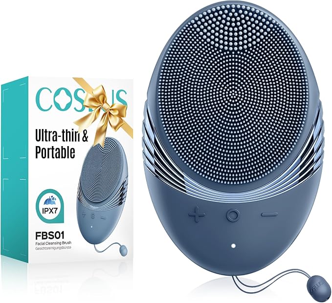 COSLUS Facial Cleansing Brush Face Scrubber: Portable Silicone Waterproof Rechargeable Face Wash Brush, 5 Cleansing Modes, Electric Deep Cleaning for Men & Women, Removing Blackhead, Exfoliating
