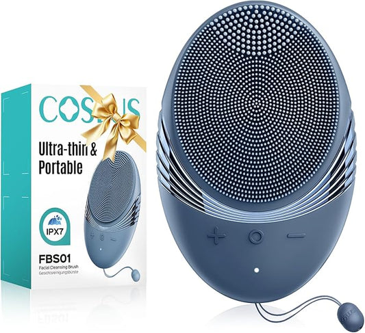 COSLUS Facial Cleansing Brush Face Scrubber: Portable Silicone Waterproof Rechargeable Face Wash Brush, 5 Cleansing Modes, Electric Deep Cleaning for Men & Women, Removing Blackhead, Exfoliating