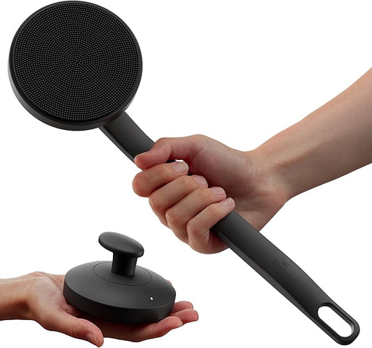 Aura Body Clean Pro⁺ - Silicone Electric Body Scrubber for Acne, Ingrown Hair & KP - IPX7 Waterproof, Rechargeable Exfoliating Shower Brush with Handle. Freeform Grip, & 7000+ Sonic Vibration - Jet