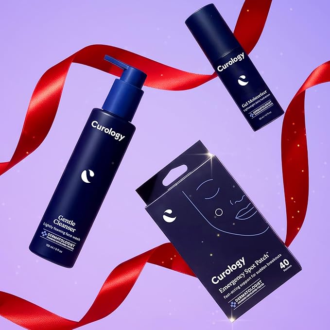 Curology Essentials Gift Set, Emergency Spot Pimple Patches for Face, Gentle Facial Cleanser, and Lightweight Gel Face Moisturizer