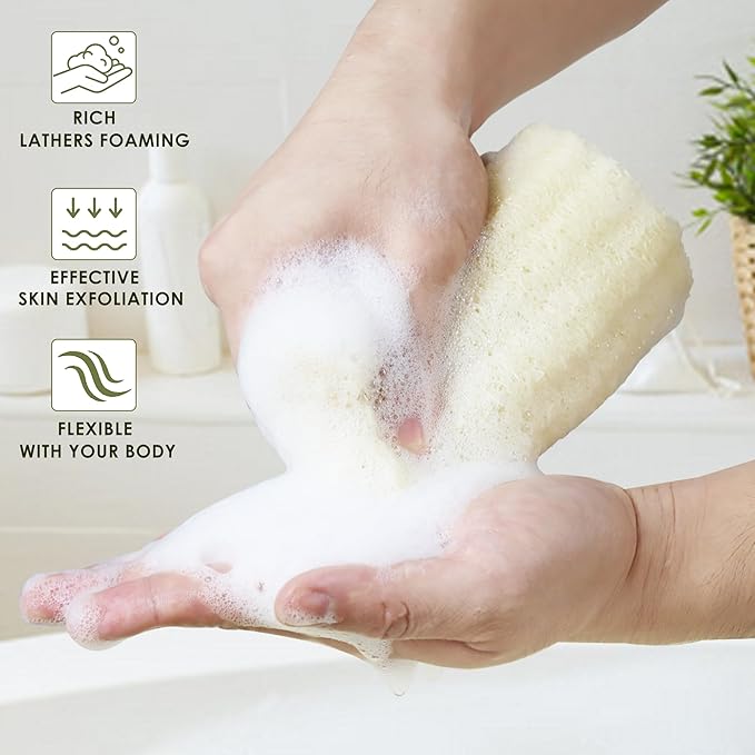 7 Pack Natural Loofah Exfoliating Body Scrubber, 5 Inches Organic Luffa Bath Sponge Exfoliating Shower Body Scrubber for Deep Cleaning & Smooth Skin, Natural Real loofah Sponge for Men & Women