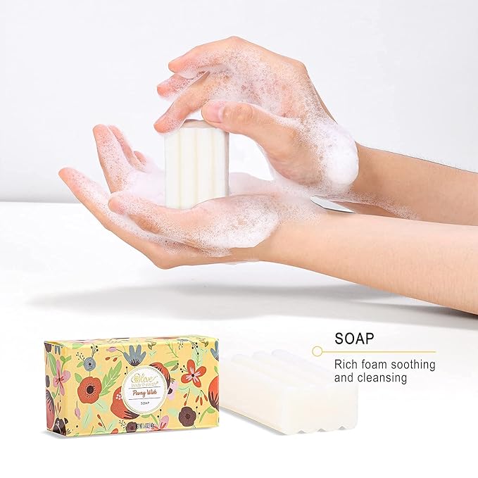 Hand Lotion Sets for Womens Christmas Gift, Peony Wish Body Cream Gifts Set, Include Hand Cream, Foot Cream, Soap, Scented Candle, Women Body Care for All Skin Types Skin Care Gift Set