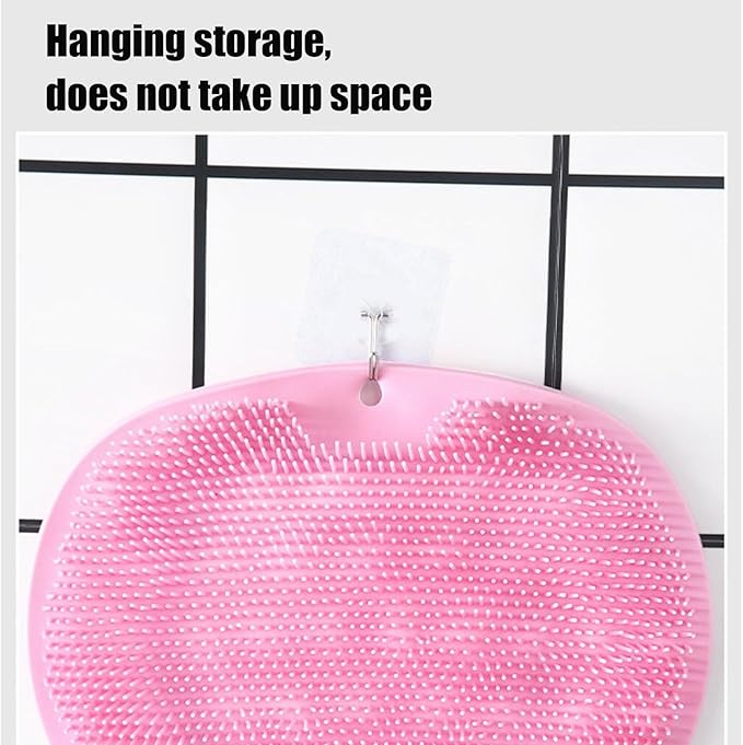 Silicone Shower Foot Scrubber Mat, 2025 New Silicone Foot Scrubber for Shower, Back Massage Pad with Suction Cups Non-Slip Exfoliating (Pink,2)