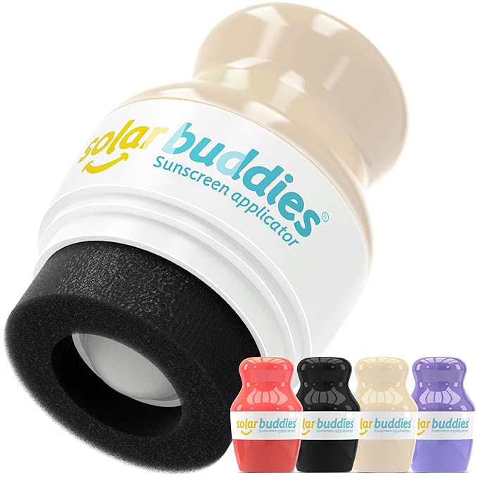 Solar Buddies Sunscreen Applicator - Red, Black, Nude & Purple - BPA-Free Refillable Roll on Sponge Sunscreen, Suncream & Lotion Applicator for Kids, Adults & Families - Holds 3.4fl oz, Travel Size