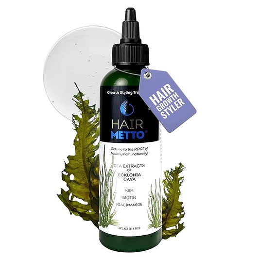 Hairmetto Ecklonia Cava Extract Hair Growth Serum – Styling Gel with Vitamins MSM, Niacinamide & Biotin– Hair Growth Booster for all Hair Types - 4oz (118ml)