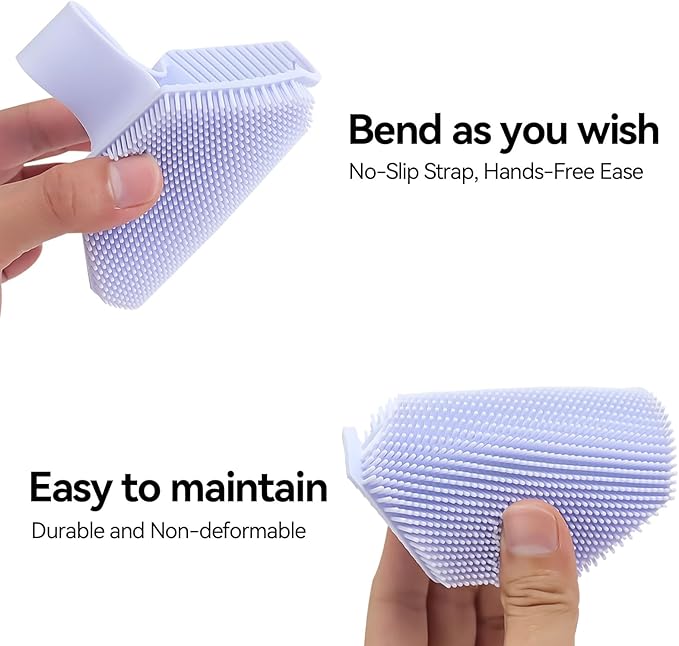 OTHIX Silicone Loofah Body Scrubber - Exfoliator Shower Scrubber for Body, Men & Women - Dense Soft Bristles, Ergonomic Handle, Easy to Clean＆Travel Friendly (Purple)