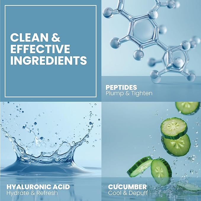 Eva Naturals Eye Gel for Dark Circles, Bags & Puffiness – Anti-Aging Serum with Peptides, Hyaluronic Acid & Botanicals – Firming Under Eye Treatment for Wrinkles, Fine Lines & Tired Skin – 1 oz