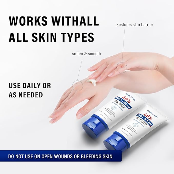 OUKEYA Urea Cream 40 Percent Tube 3 Oz, Foot & Hand Cream for Dry Cracked,40 per Urea Lotion for Feet Maximum Strength, 2 Pack