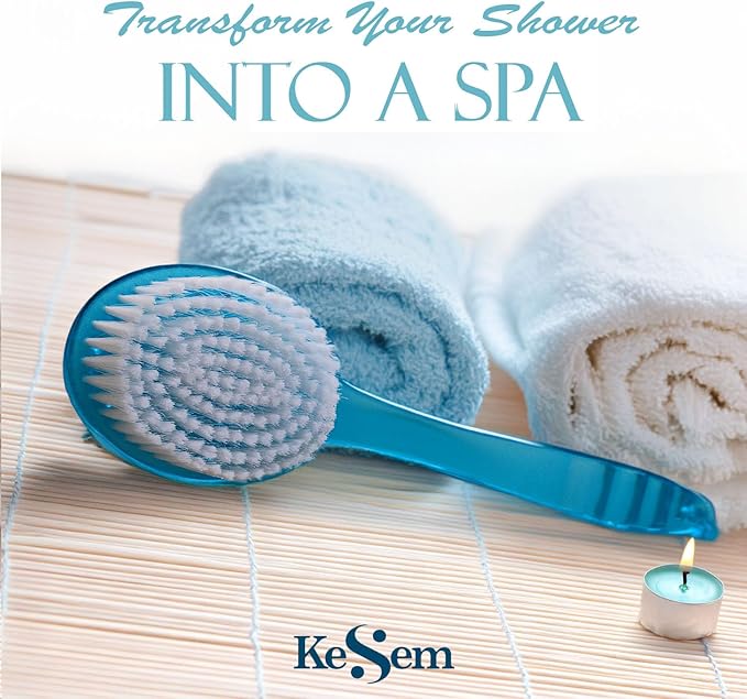 2 Pack Back Scrubber Shower Brush with 14 inch Long Handle, Soft Bristles Full Body Skin Exfoliator for Bath Wet or Dry Brush for Men & Women (14")