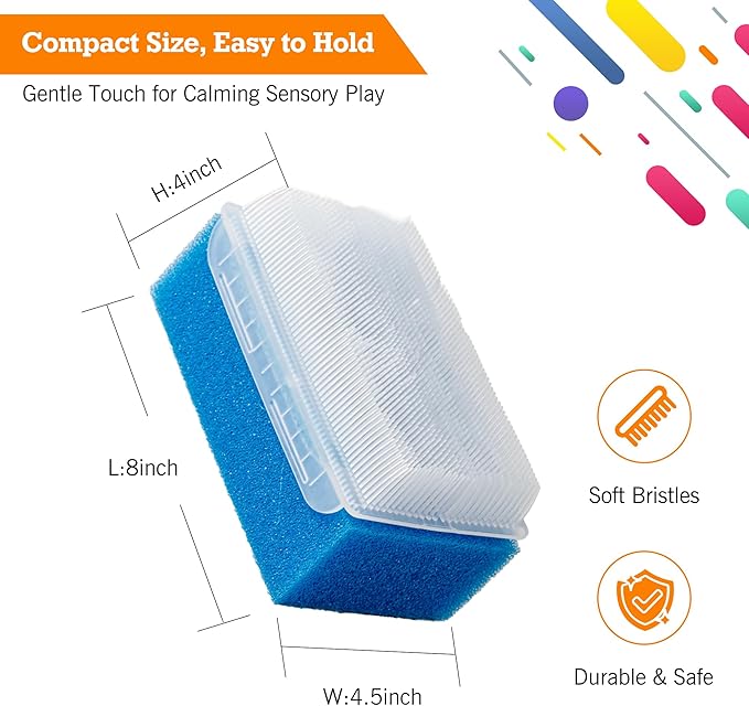 Sensory Brush for Therapy – Soft Surgical Scrub Brush & Gentle Baby Bath Sponge – Cradle Cap and Body Cleaning Brush, Reusable (Colored 6-Pack)