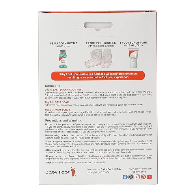 Baby Foot Spa Bundle - Original Exfoliant Foot Peel + Premium Salt Soak and 1 Foot Scrub - Baby Feet Smoothening Foot Peel, Soak and Scrub - Citrus scent - Baby Soft Foot Exfoliation Bundle Set