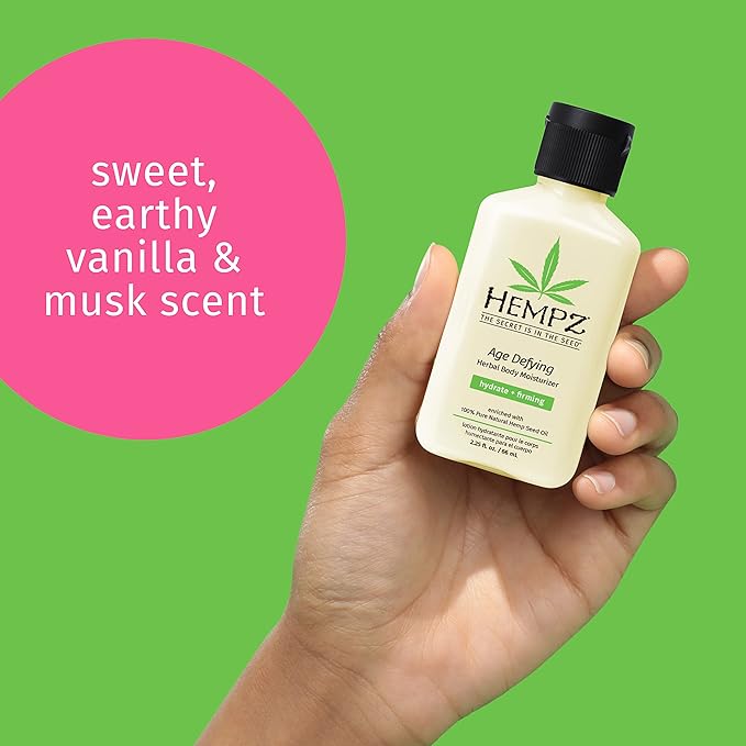 HEMPZ Body Lotion Age Defying - Shea Butter Daily Moisturizing Cream, Shea Butter Hand and Body Moisturizer - Hemp Lotion - Skin Care Products, Hemp Seed Oil - Mini, 2.25 oz.