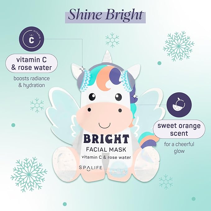 SpaLife Beauty Winter Wonder Animals Christmas Face Mask Bundle | Korean Facial Masks | Hydrating, Firming and Glowing Sheet Mask Set | Christmas Gifts for Women | 12 Pack