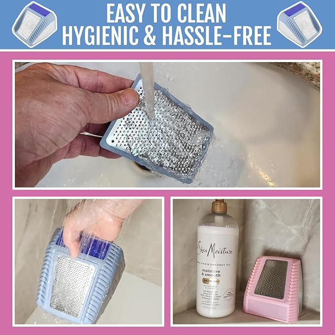 Wonex U.S. Patented 3-in-1 Foot Scrubber – No-Bend Callus Remover, Nano Glass Buffer & Polisher for Smooth Feet – Ideal for Senior Aids, Pregnancy Must-Haves, Back & Knee Surgery Recovery Gift (Grey)