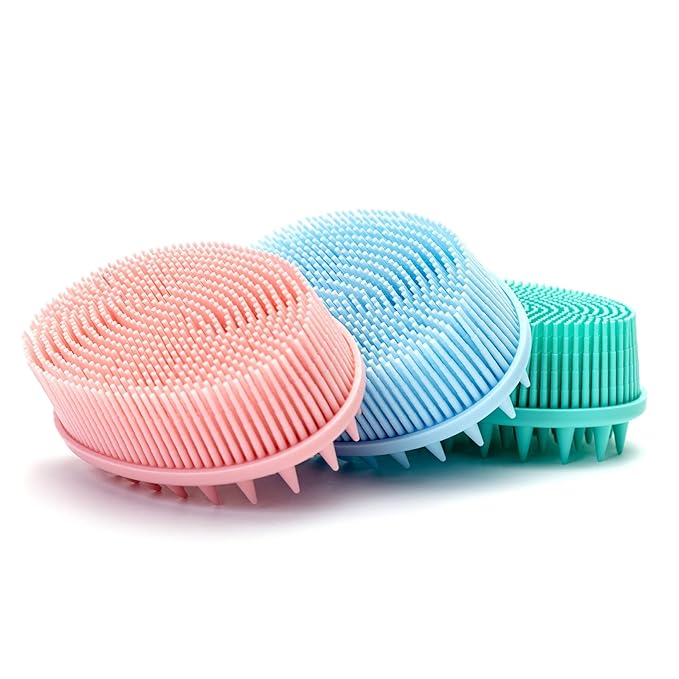 Premium Sensory Brushes for Kids or Autism,Soft Silicone Body Scrubber,2 in 1 Sensory Room Occupational Therapy,Silicone Loofah,Pets Shower Brush Bath Brush Shampoo Brush (3pcs(Spiked))