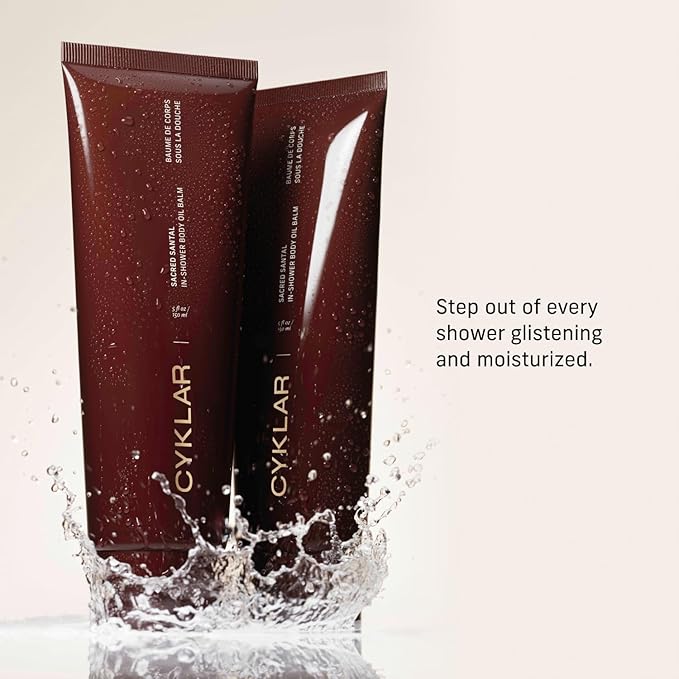 CYKLAR In-Shower Oil Balm. Sacred Santal Scented Hydrating Body Moisturizer, with Ceramide NP and Multi-Lipid Complex. Nourishing Skincare for Soft, Smooth, Supple Skin. 5 Fl Oz