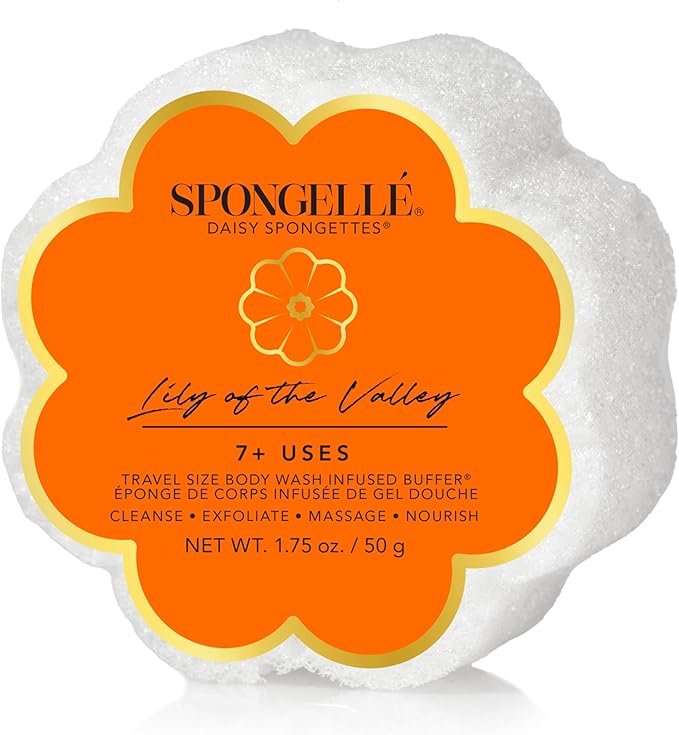 Spongelle Lily of the Valley Spongette Loofah Body Scrubber | Bath & Shower Loofah for Women | Body Scrubber Exfoliator with Body Wash Infused Sponge | 5+ uses | Soft Lily, Jasmine & Fresh Green Notes