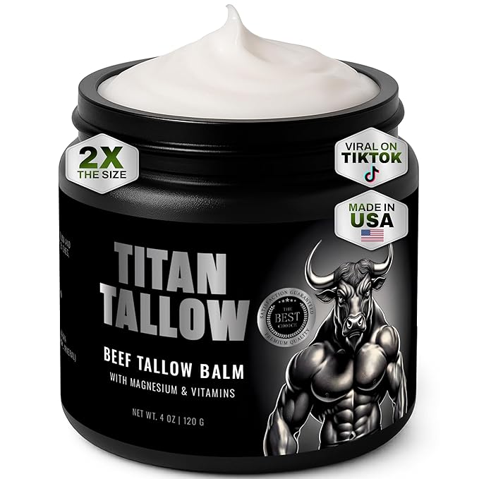 Beef Tallow for Skin, Face & Body Balm with Magnesium for Sleep, Leg Cramps & Pain, Muscle Relaxation, Moisturizing Topical Cream - Organic Grass-Fed & Grass-Finished Tallow, Manuka Honey Lotion