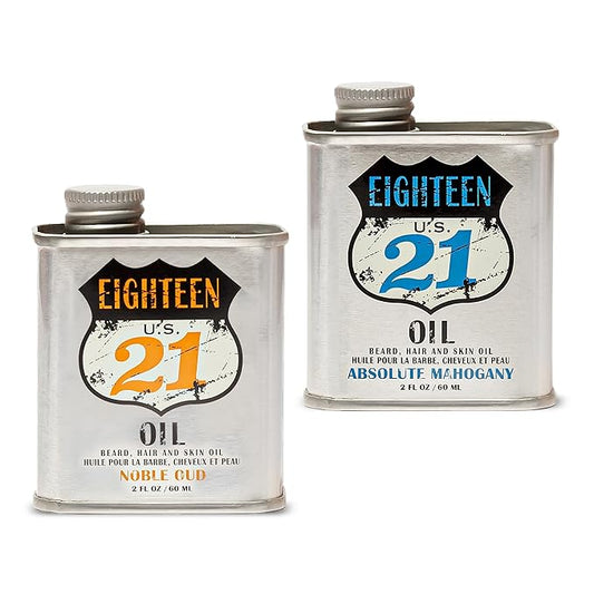 18.21 Man Made Noble Oud & Absolute Mahogany Beard, Hair & Skin Oil 2-Set Bundle, All Hair & Skin Types for Men, Strengthens and Moisturizes in a Manly Aroma