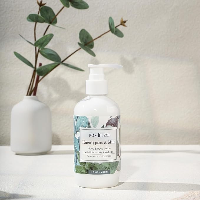 ROMIIE ZOI Daily Hand & Body Lotion with Moisturizing Shea Butter - Eucalyptus & Mint - 236 ML / 8 FL OZ