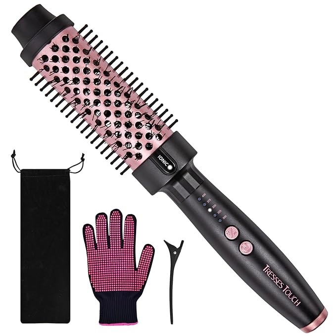 Ionic Thermal Brush, 1.5 Inch Thermal Round Brush, Heated Curling Brushes Makes Hair Smoother Get Natural Curls, 5 Temp Settings, Universal Voltage for Travel, Easy to Use, Rose Gold