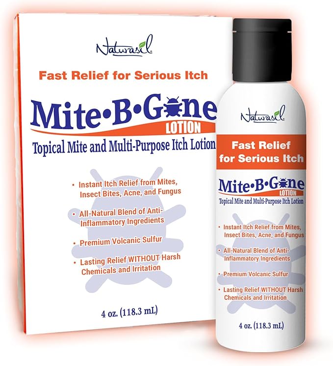 All-Natural Itch Relief by Mite-B-Gone - Sulfur Lotion Treatment for Acne, Bug Bites, Skin Redness & Itching, Discomfort & Rosacea | Safe for Kids and Adults| Fast & Effective for All Skin Types| 4 oz