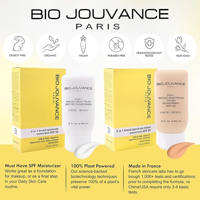 4 In 1 Sunscreen 2oz(60ml) | SPF50 Sunblock + Moisturizer + Anti-Aging + Antioxidant | Face&Body Sensitive Skin | Made in France