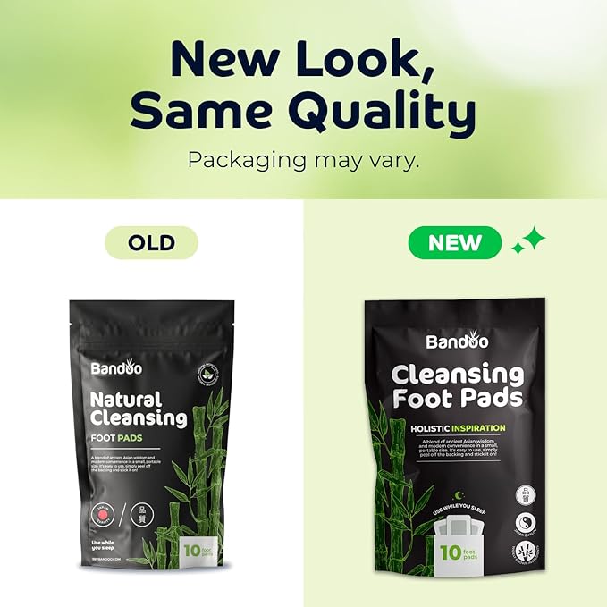 Bandoo Original Foot Pads | Premium Natural Foot Care Pads with Bamboo Vinegar & Tourmaline | Comfortable Overnight Foot Application | for Men & Women | 10 Pads